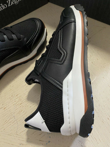 New $775 Ermenegildo Zegna Leather Sneakers Shoes Black 11 US Italy