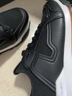 Neue 775 $ Ermenegildo Zegna Leder Sneakers Schuhe Schwarz 11 US Italien