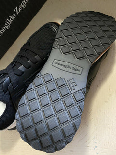 Neue 775 $ Ermenegildo Zegna Leder Sneakers Schuhe Schwarz 11 US Italien