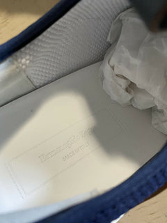 Neue $775 Ermenegildo Zegna Leder-Sneakers Schuhe Schwarz/Blau 13 US Italien