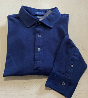 Neu mit Etikett: Polo Ralph Lauren Herren-Langarm-Poloshirt, Blau, Größe L