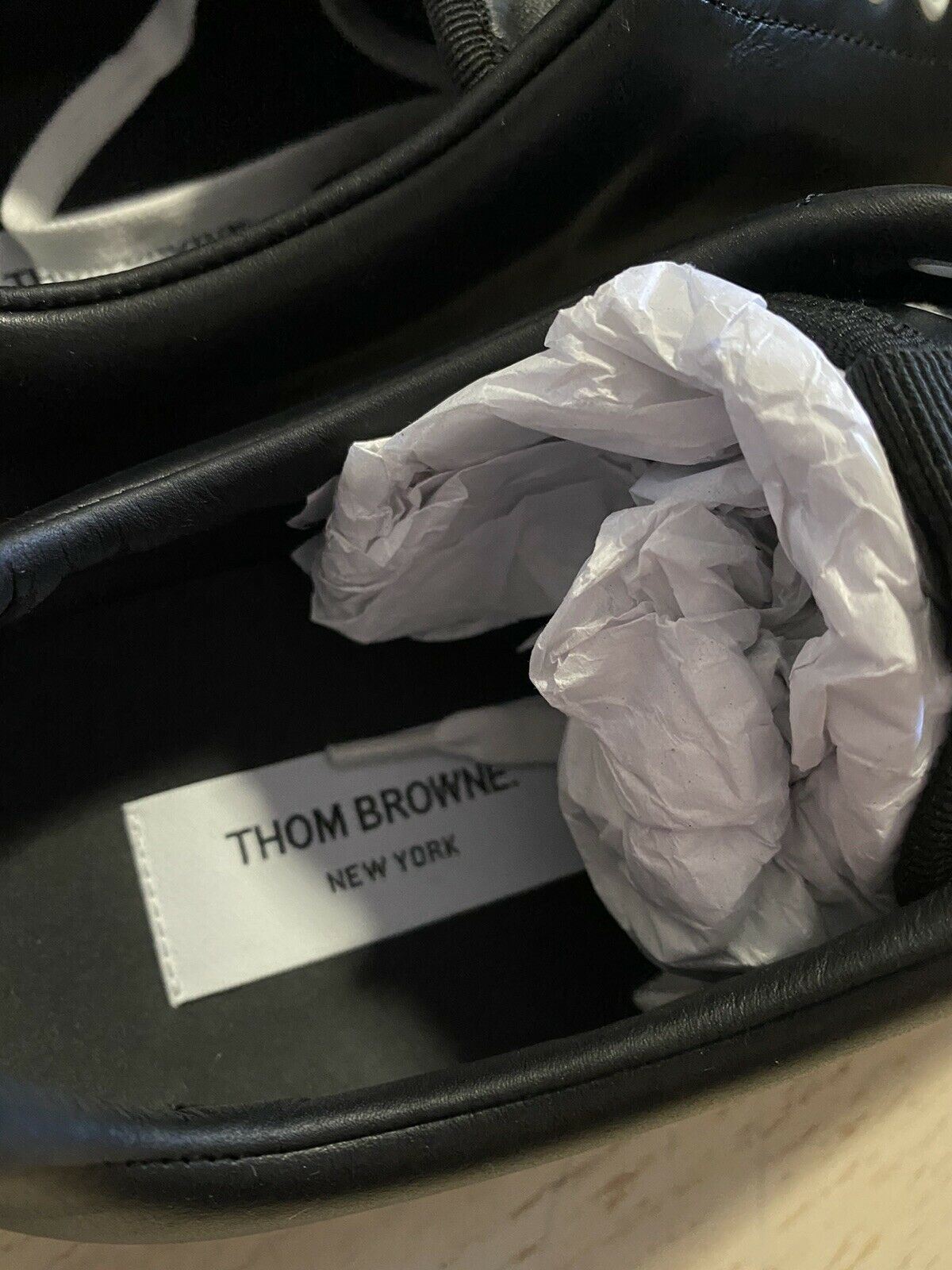 NIB Thom Browne Men’s Leather Sneakers Shoes Black 12 US/45 Eu Italy