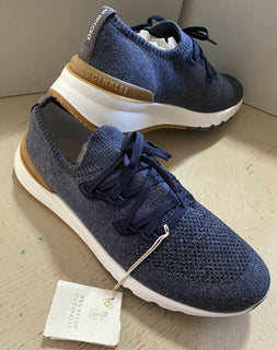 NIB $795 Brunello Cucinelli Men Knit Sock Sneakers Shoes DK Blue 13 US/46 Eu