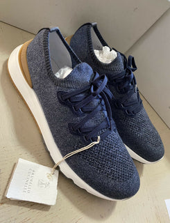 NIB $795 Brunello Cucinelli Men Knit Sock Sneakers Shoes DK Blue 13 US/46 Eu