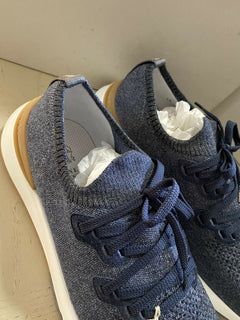 NIB $795 Brunello Cucinelli Men Knit Sock Sneakers Shoes DK Blue 13 US/46 Eu