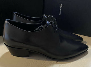 NIB $ 745 Saint Laurent Herren-Lederschuhe Schwarz 9 US /42 Eu Italien