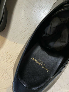 NIB $ 745 Saint Laurent Herren-Lederschuhe Schwarz 9 US /42 Eu Italien