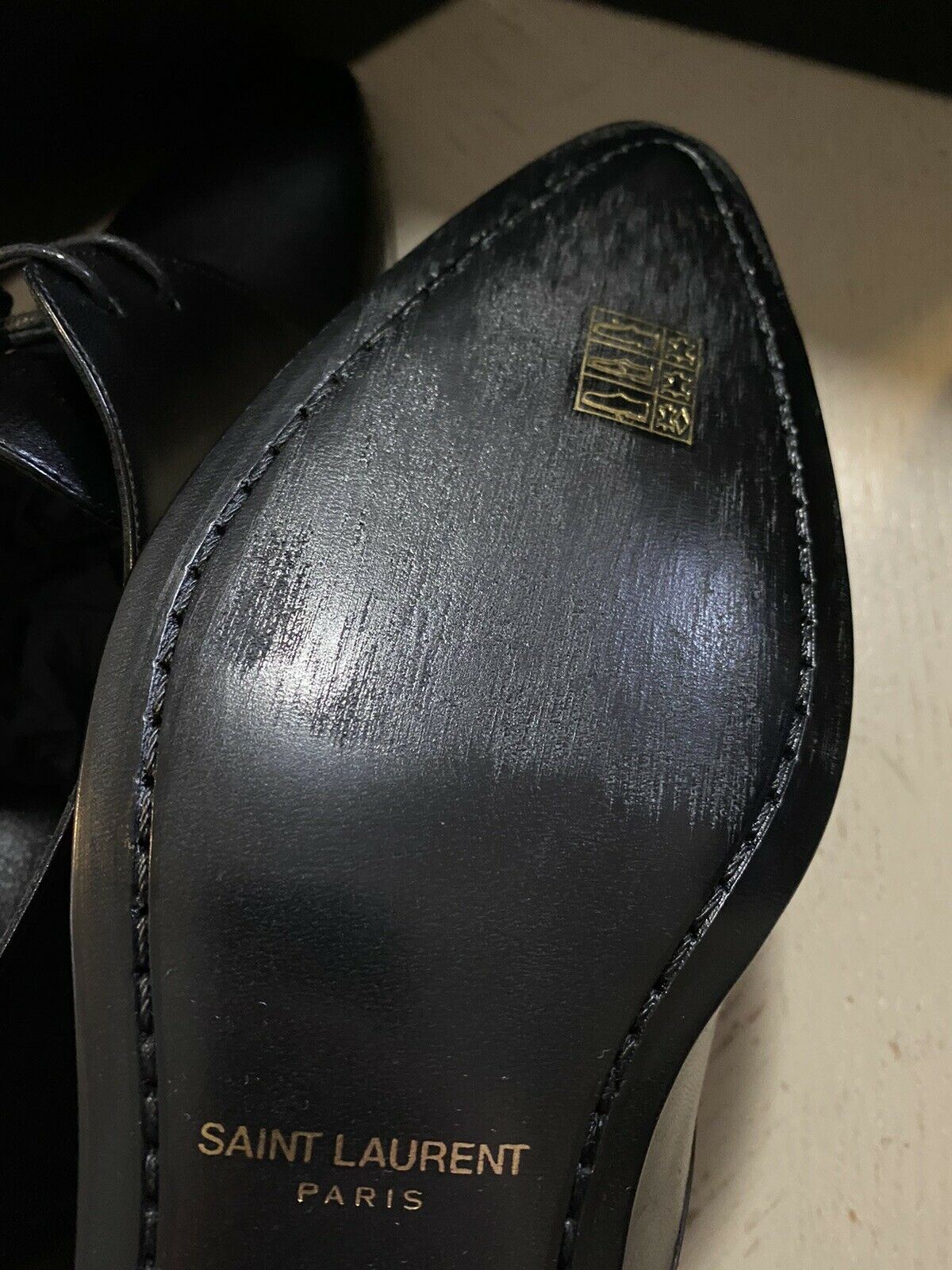 NIB $795 Saint Laurent Men’s Leather Dress Shoes Black 10 US /43 Eu Italy