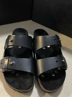NIB $ 595 Saint Laurent Herren-Sandalen aus Leder, Schwarz, 8 US/41 Eu, Italien