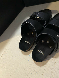NIB $ 595 Saint Laurent Herren-Sandalen aus Leder, Schwarz, 8,5 US/41,5 EU, Italien