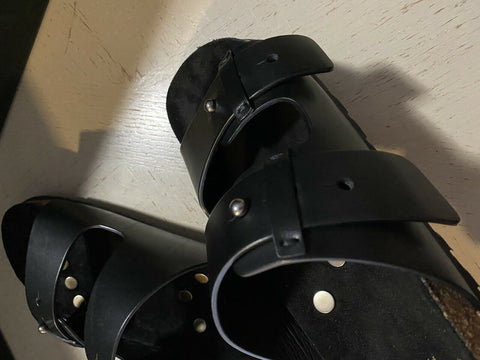 NIB $ 595 Saint Laurent Herren-Sandalen aus Leder, Schwarz, 8,5 US/41,5 EU, Italien