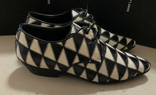 NIB $1795 Saint Laurent Damen Python-Lederschuhe Schwarz/Elfenbein 7,5 US/37,5 Eu