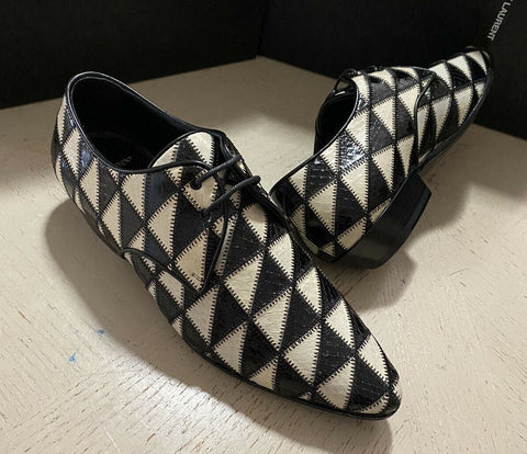 NIB $1795 Saint Laurent Women Python Leather Shoes Black/Ivory 7.5 US/37.5 Eu