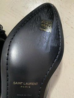 NIB 795 $ Saint Laurent Damen Lederschuhe Schwarz 7 US (37 Eu) Italien