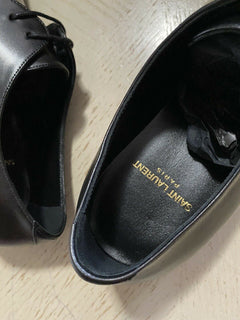 NIB 795 $ Saint Laurent Damen Lederschuhe Schwarz 7 US (37 Eu) Italien
