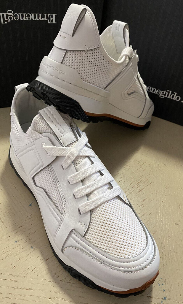 Neue 775 $ Ermenegildo Zegna Leder-Sneakers Schuhe Weiß 13 US Italien