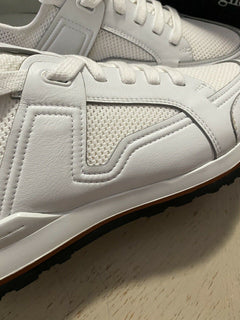 Neue 775 $ Ermenegildo Zegna Leder-Sneakers Schuhe Weiß 13 US Italien