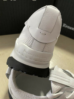 Neue 775 $ Ermenegildo Zegna Leder-Sneakers Schuhe Weiß 13 US Italien