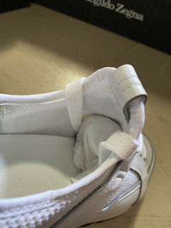 Neue 775 $ Ermenegildo Zegna Leder-Sneakers Schuhe Weiß 13 US Italien