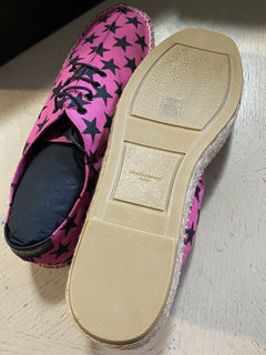 NIB Saint Laurent Damen-Espadrille-Schuhe mit Sternenmuster, Rot/Schwarz, 9,5 US/39,5 Eu