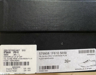 NIB Saint Laurent Damen-Espadrille-Schuhe mit Sternenmuster, Rot/Schwarz, 9,5 US/39,5 Eu