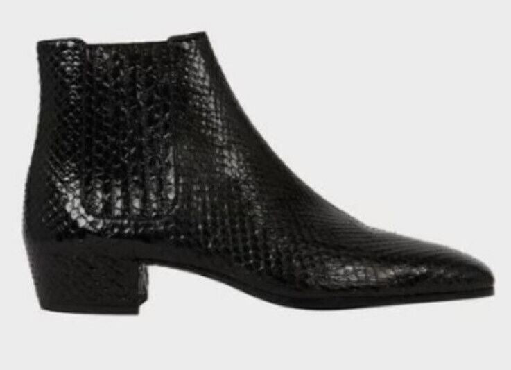 NIB $1995 Saint Lauren Men Snake Leather Boots Shoes Black 10 US / 43 Eu Italy