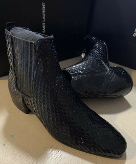 NIB $1995 Saint Lauren Herren Schlangenlederstiefel Schuhe Schwarz 10 US / 43 Eu Italien