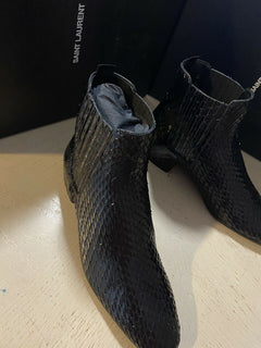 NIB $1995 Saint Lauren Herren Schlangenlederstiefel Schuhe Schwarz 10 US / 43 Eu Italien