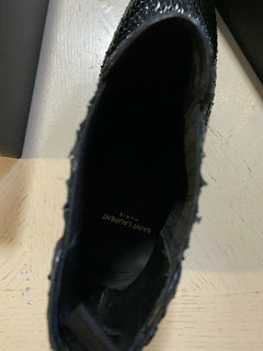 NIB $1995 Saint Lauren Herren Schlangenlederstiefel Schuhe Schwarz 10 US / 43 Eu Italien