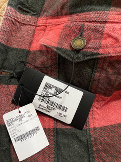 Neue 3190 $ Saint Laurent Taillierte, karierte Jeansjacke für Herren in Scherenrot/Schwarz XS