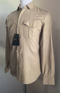 Neu mit Etikett: 1190 $ Saint Laurent Herrenhemd Beige S (38/15) Italien