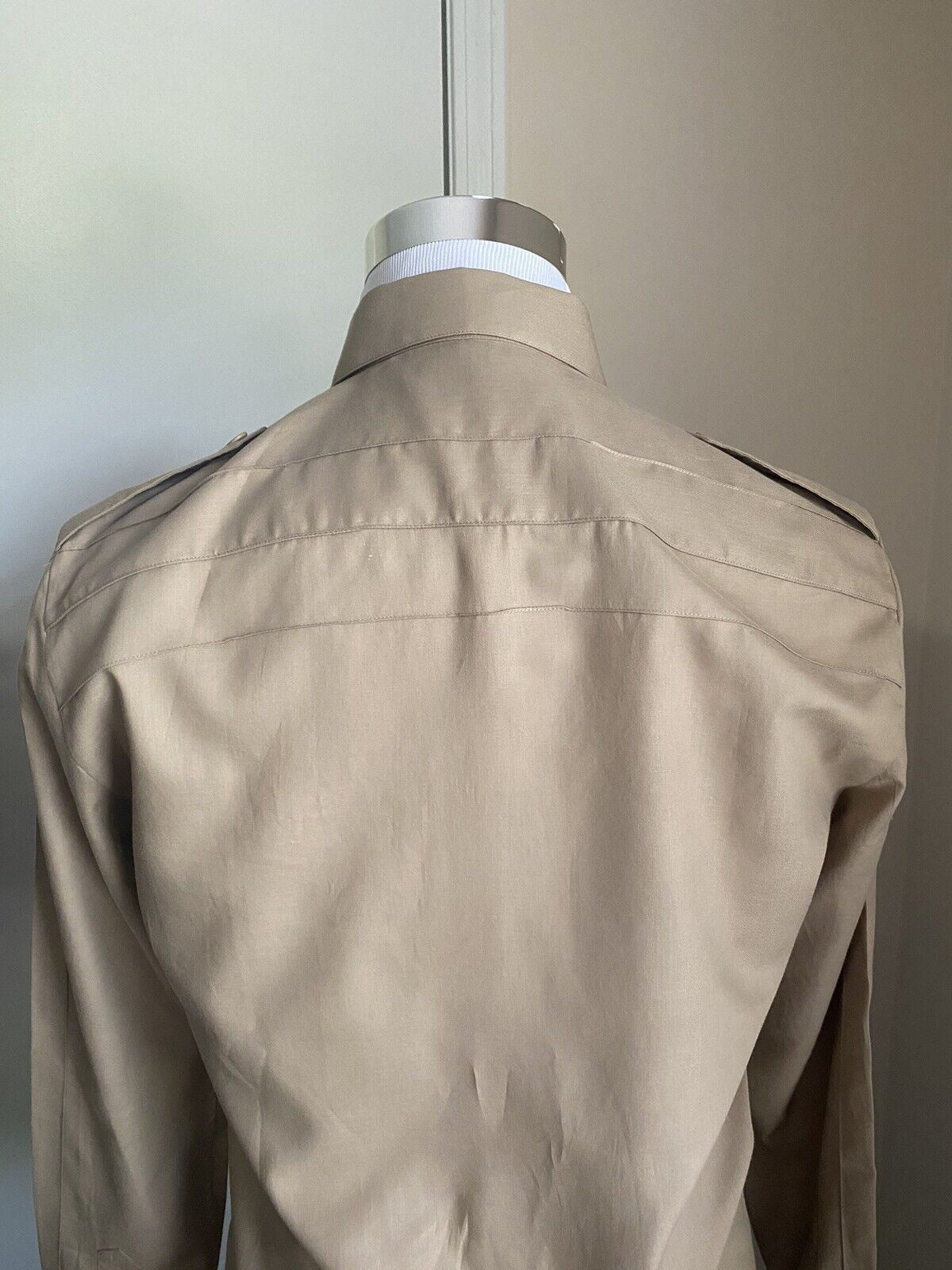NWT $1190 Мужская рубашка Saint Laurent Бежевая S (38/15) Италия