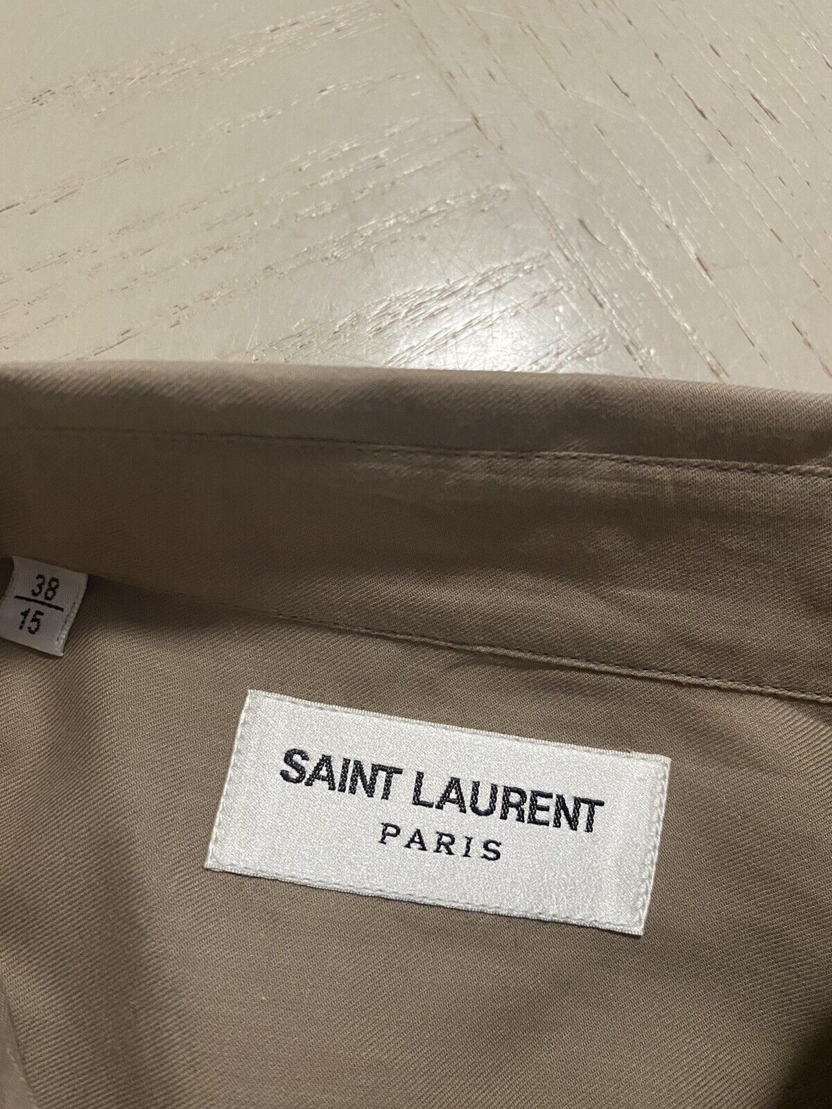 Neu mit Etikett: 1190 $ Saint Laurent Herrenhemd Beige S (38/15) Italien