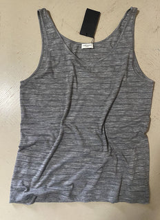 Neu mit Etikett: Saint Laurent YSL bedrucktes ärmelloses Herren-T-Shirt, Grau, Größe XL, Italien