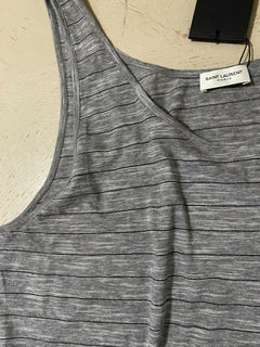 Neu mit Etikett: Saint Laurent YSL bedrucktes ärmelloses Herren-T-Shirt, Grau, Größe XL, Italien