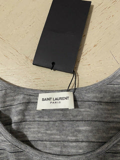 Neu mit Etikett: Saint Laurent YSL bedrucktes ärmelloses Herren-T-Shirt, Grau, Größe XL, Italien