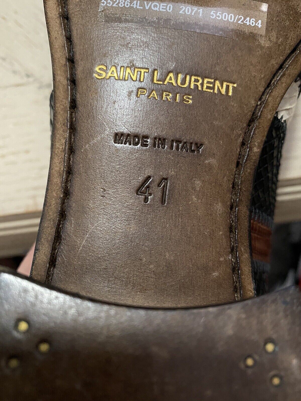 NIB $ 5500 Saint Laurent Miles Stiefel in exotischen Häuten Patchwork Braun 8 US/41 Eu