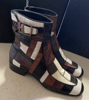 NIB $ 5500 Saint Laurent Miles Stiefel in exotischen Häuten Patchwork Braun 8 US/41 Eu