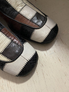 NIB $ 5500 Saint Laurent Miles Stiefel in exotischen Häuten Patchwork Braun 8 US/41 Eu