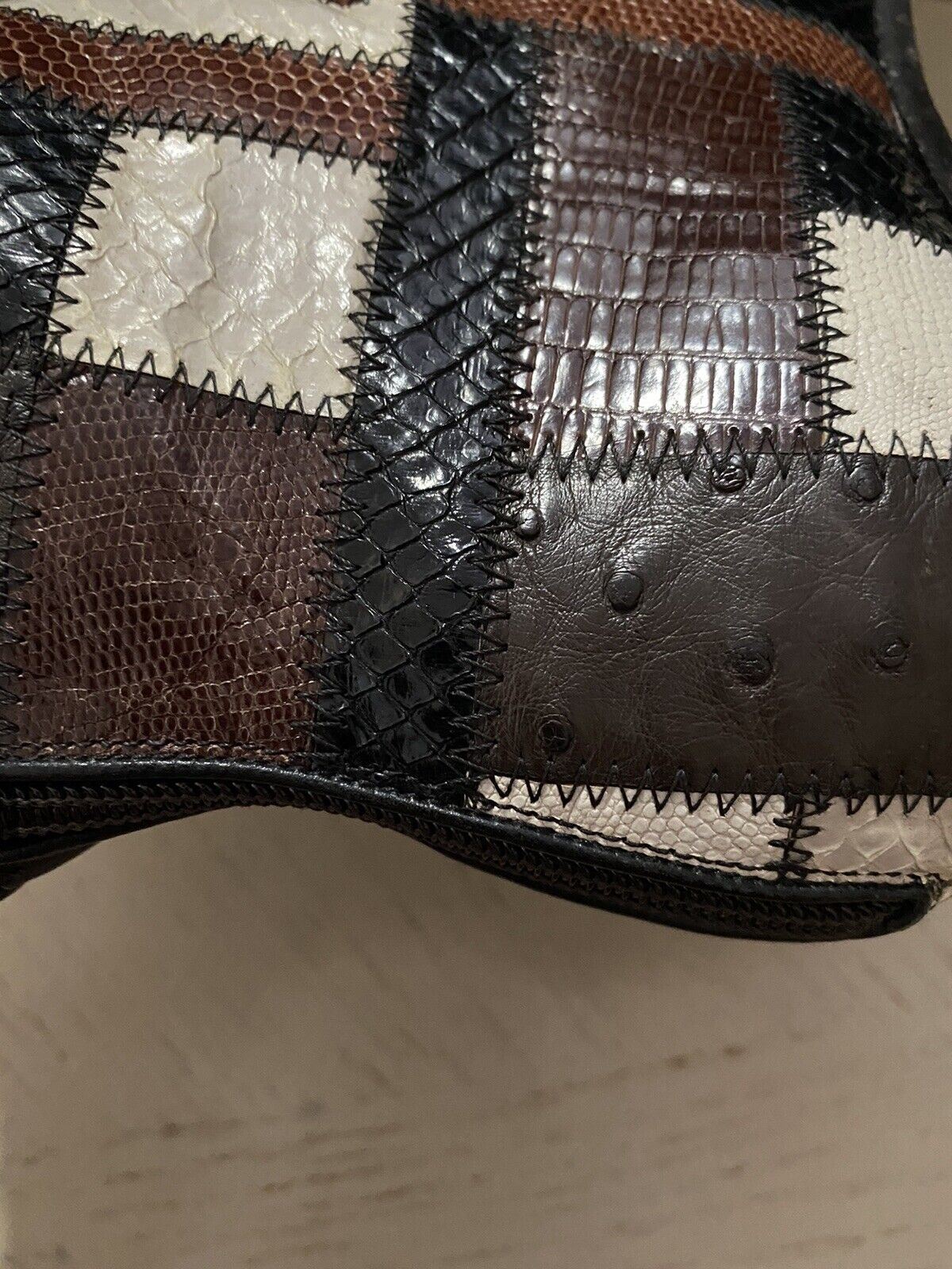 NIB $ 5500 Saint Laurent Miles Stiefel in exotischen Häuten Patchwork Braun 8 US/41 Eu