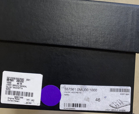 NIB $595 Saint Laurent Men Leather Sandal Shoes Black 13 US/46 Eu Italy