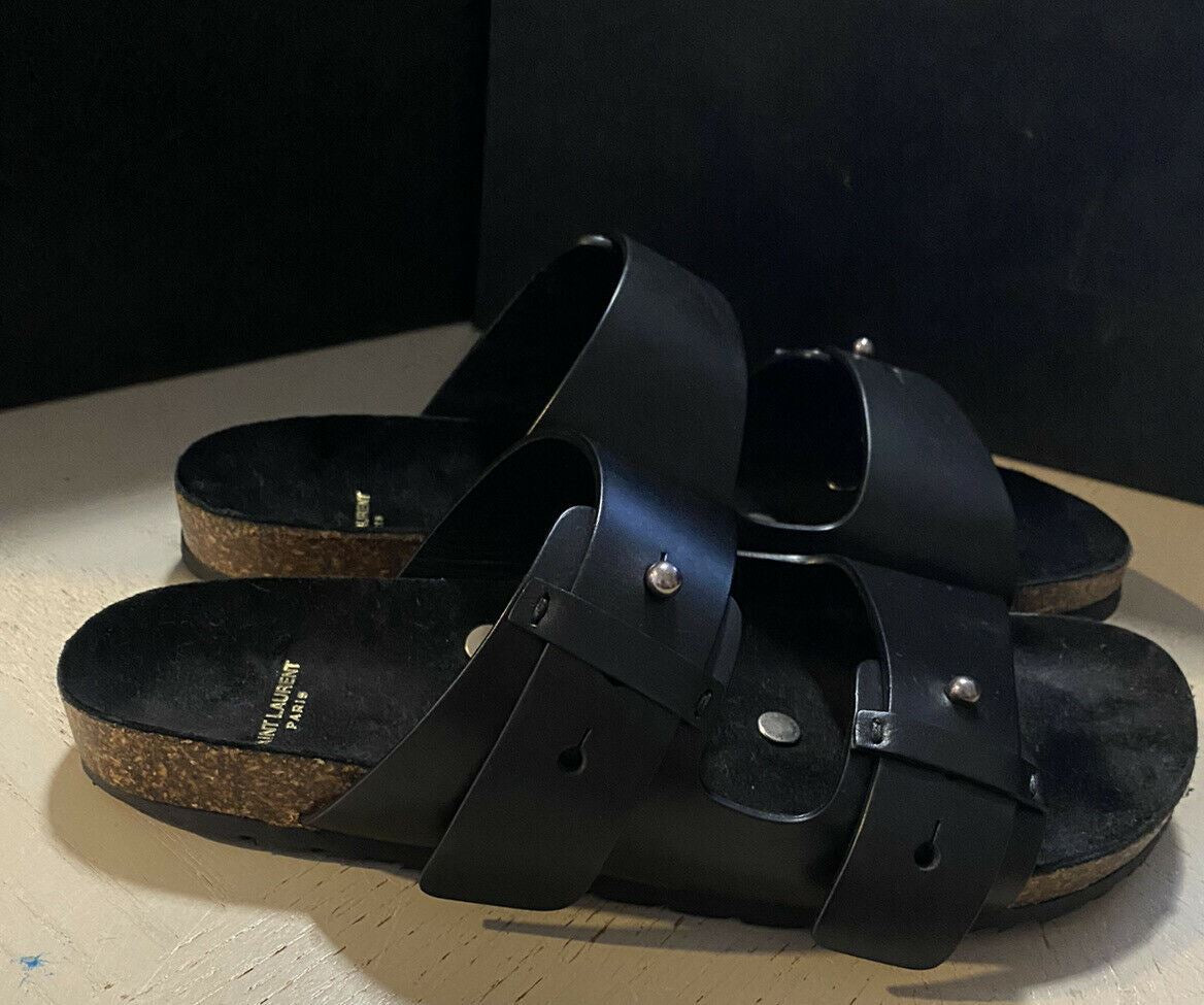 NIB $ 595 Saint Laurent Herren-Sandalen aus Leder, Schwarz, 13 US/46 Eu, Italien