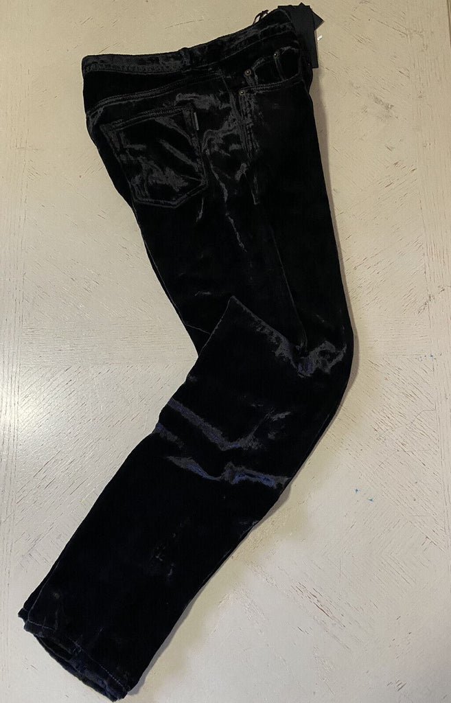Neu mit Etikett: 890 $ Saint Laurent verkürzte Röhrenjeans Stonewashed Devore Velvet Black 30