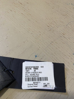 Neu mit Etikett: 890 $ Saint Laurent verkürzte Röhrenjeans Stonewashed Devore Velvet Black 30