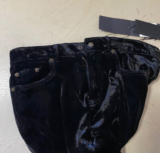 Neu mit Etikett: 890 $ Saint Laurent verkürzte Röhrenjeans Stonewashed Devore Velvet Black 30
