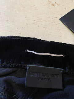 Neu mit Etikett: 890 $ Saint Laurent verkürzte Röhrenjeans Stonewashed Devore Velvet Black 30