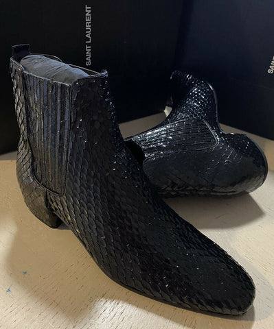 NIB $1995 Saint Lauren Men Snake Leather Boots Shoes Black 8 US / 41 Eu Italy
