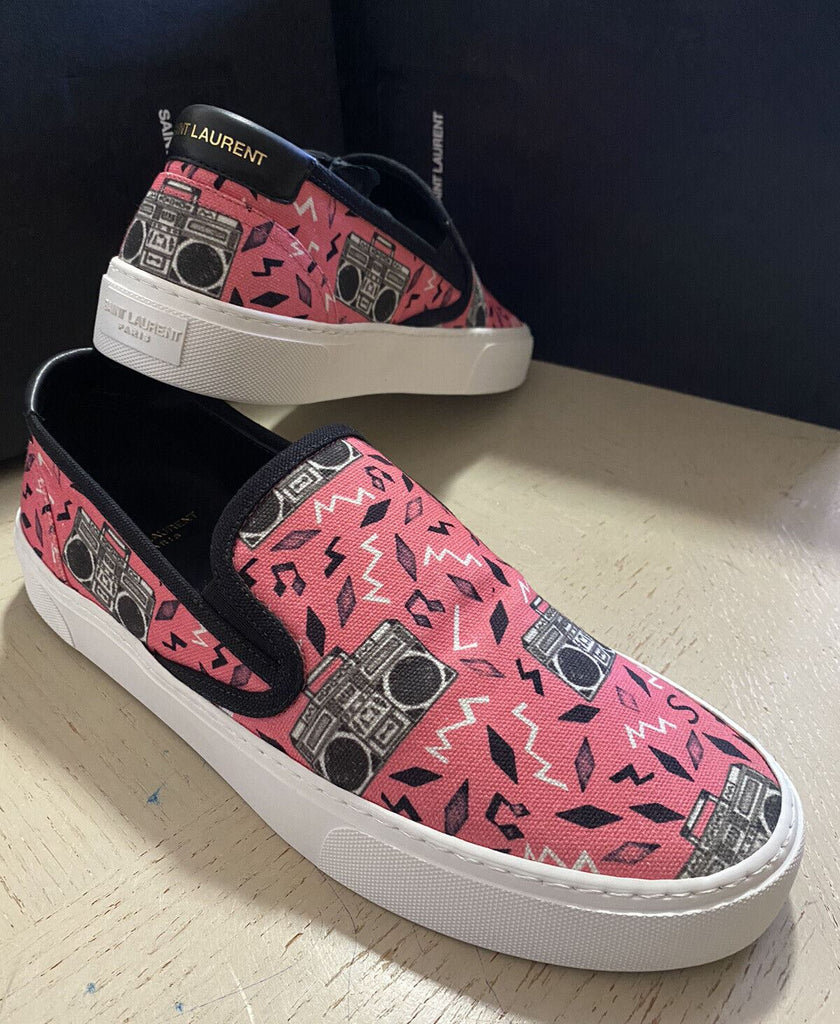 NIB Saint Laurent Herren Canvas/Leder Sneakers Schuhe Schwarz/Rosa 15 US/48 Eu