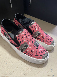 NIB Saint Laurent Herren Canvas/Leder Sneakers Schuhe Schwarz/Rosa 15 US/48 Eu