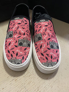 NIB Saint Laurent Herren Canvas/Leder Sneakers Schuhe Schwarz/Rosa 15 US/48 Eu